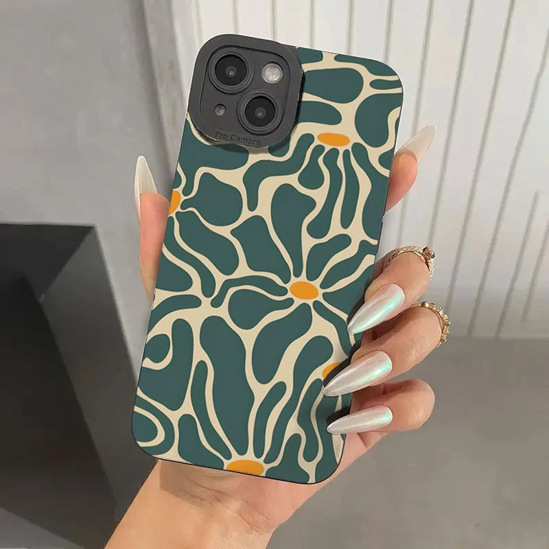 Floral and Geometric Patchwork Soft iPhone Case