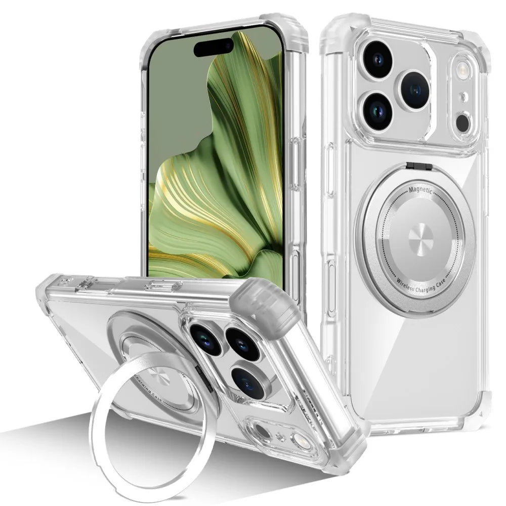 Magnetic Folding Stand Clear Armor iPhone Case