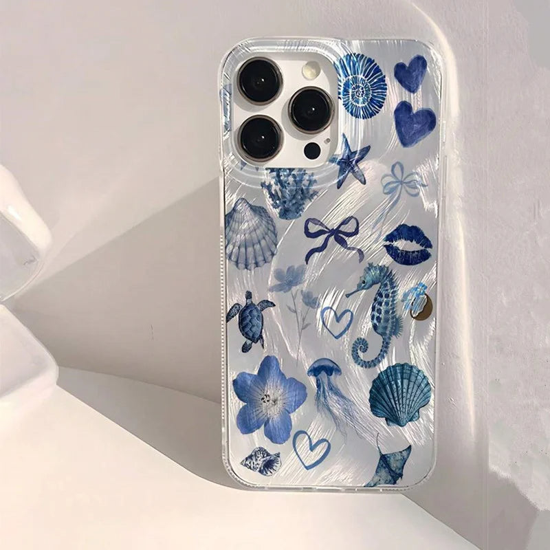 Glossy Blue Ocean Aesthetic Chiffon Phone Case