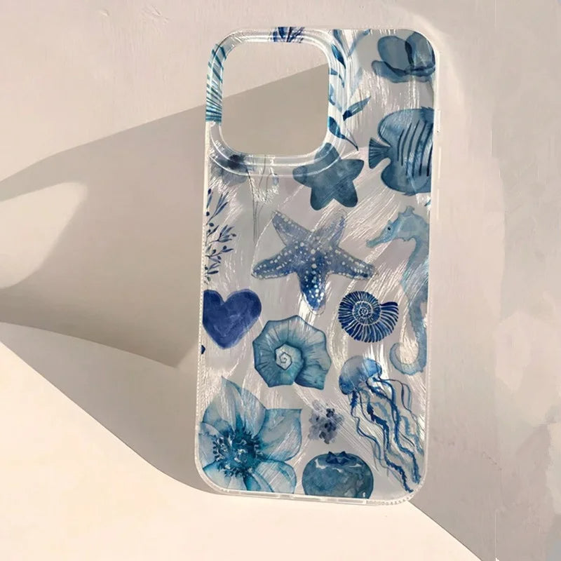Glossy Blue Ocean Aesthetic Chiffon Phone Case