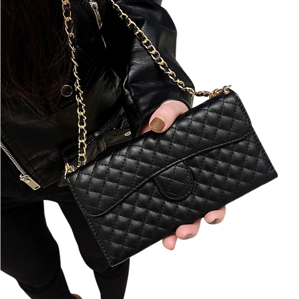 Lambskin Leather Crossbody Wallet Case for iPhone