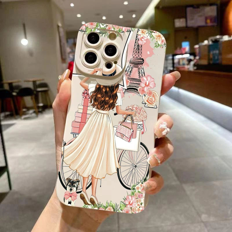 Aesthetic Flower Girl Matte Soft iPhone Case