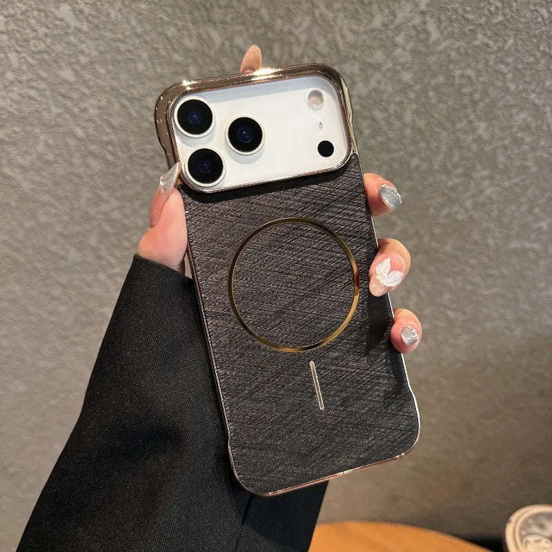 Luxury Gold-Wire Texture MagSafe iPhone Case