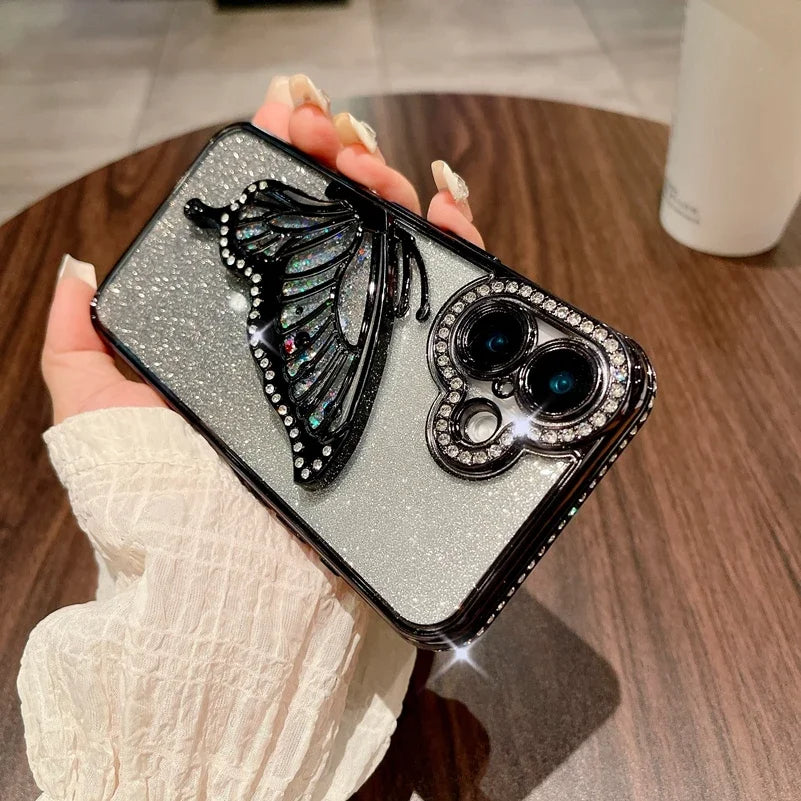 Sparkling Rhinestone 3D Butterfly Glitter iPhone Case