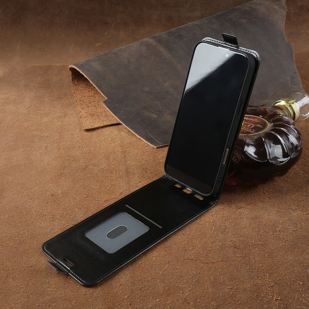 Full-Body Leather Flip iPhone Case with Card Slots