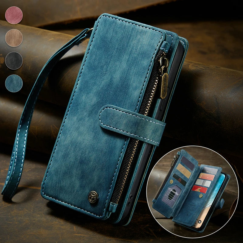 Funda de piel premium tipo cartera para iPhone con cierre magnético