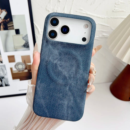 Elegant Denim Leather iPhone Case with MagSafe