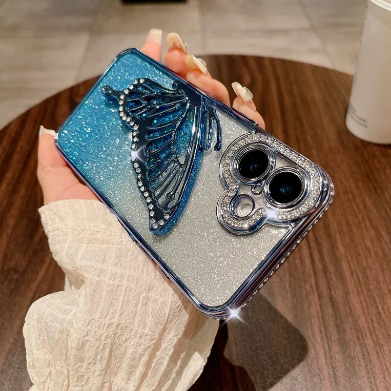Sparkling Rhinestone 3D Butterfly Glitter iPhone Case