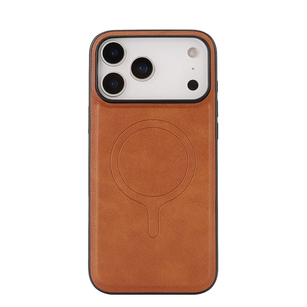 Elegant Magsafe Leather iPhone Shell with Protection