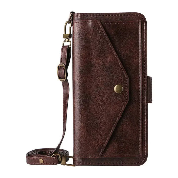 Multifunction iPhone Wallet Case with Shoulder Strap