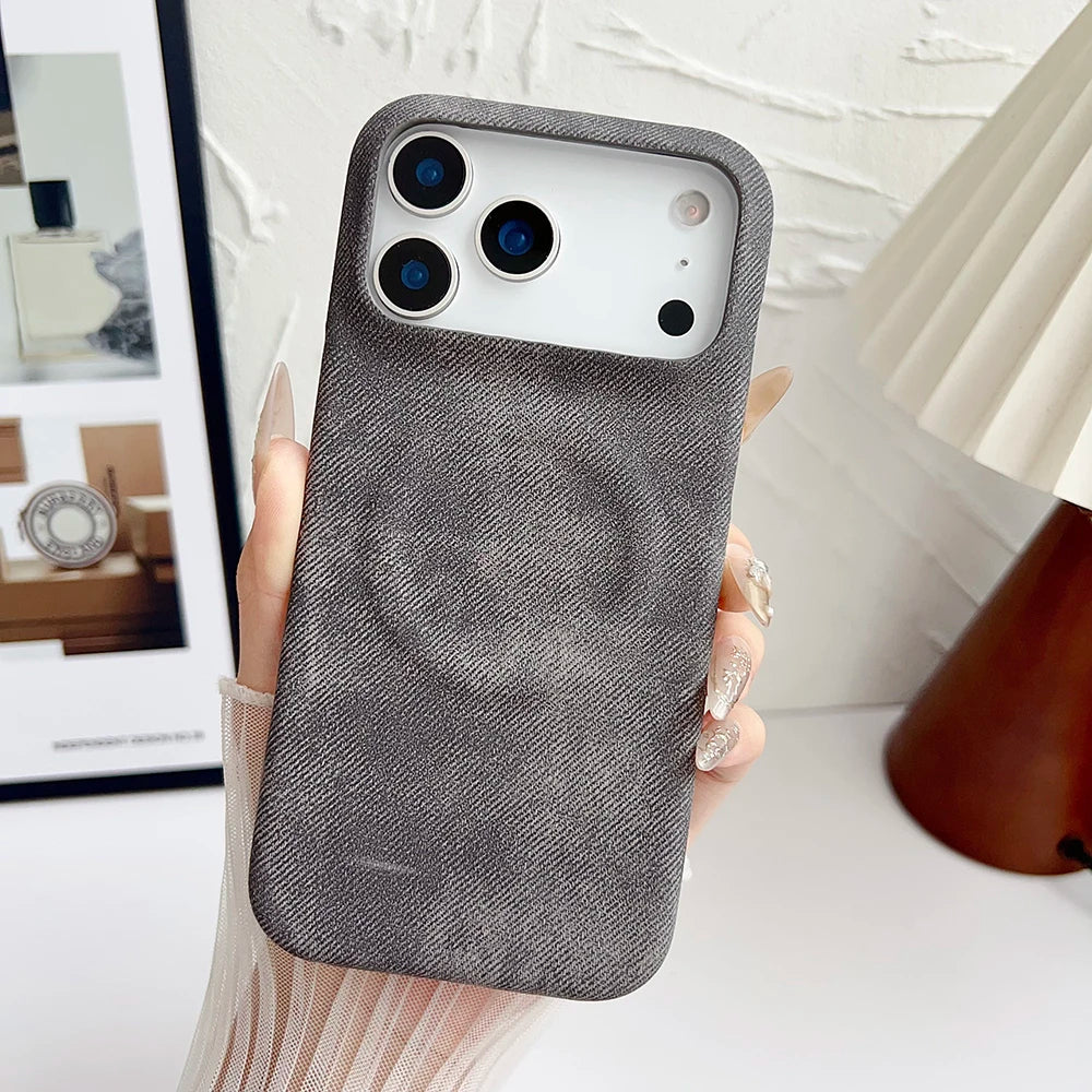 Elegant Denim Leather iPhone Case with MagSafe