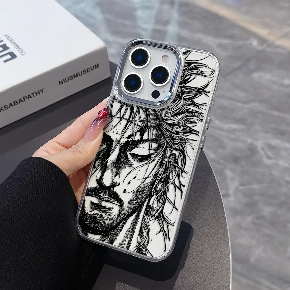 Funda transparente para iPhone inspirada en Vagabond con ilustraciones de samuráis
