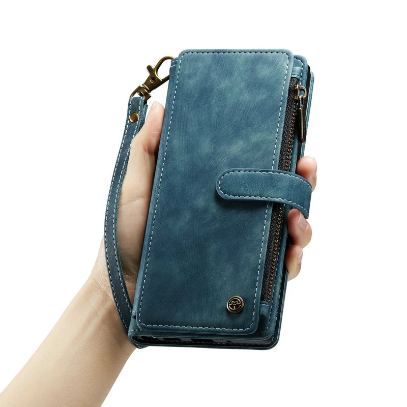 Funda de piel premium tipo cartera para iPhone con cierre magnético