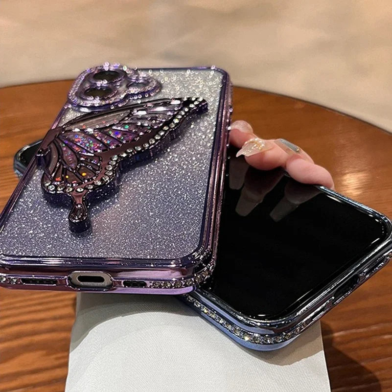 Sparkling Rhinestone 3D Butterfly Glitter iPhone Case