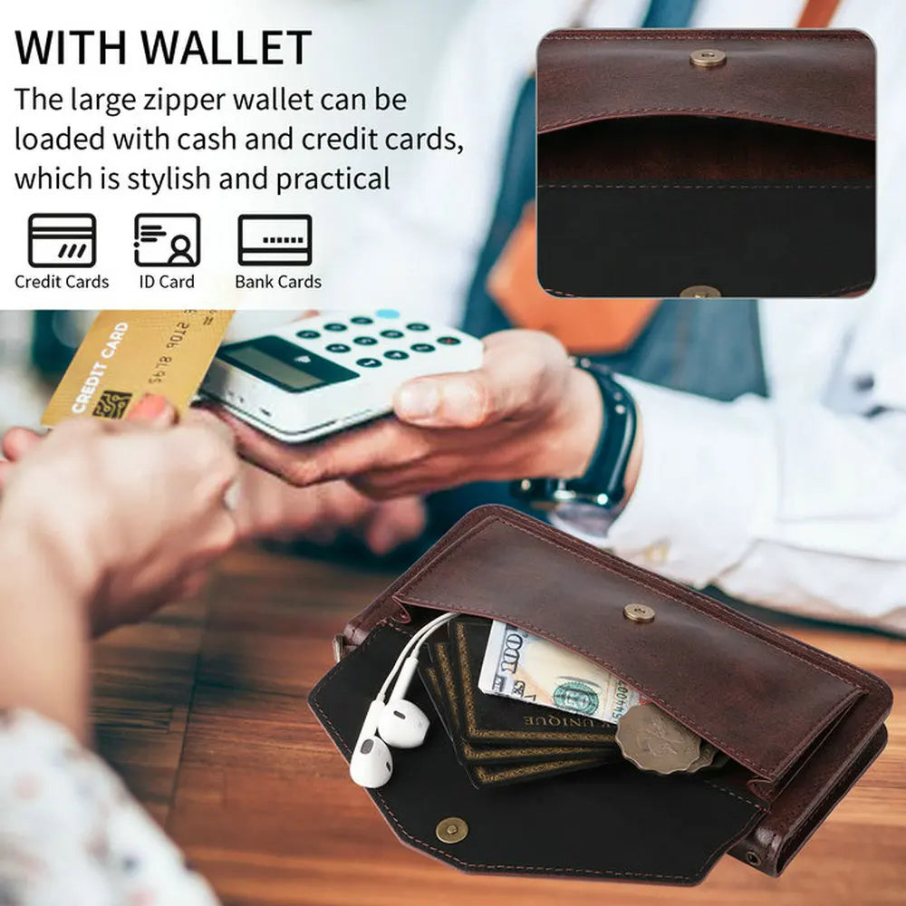 Multifunction iPhone Wallet Case with Shoulder Strap
