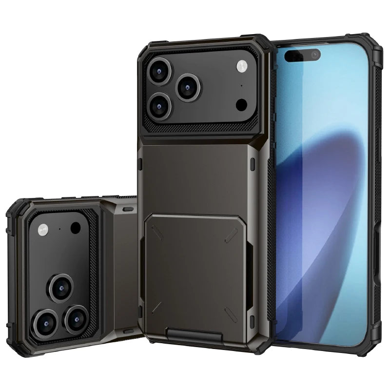 Solid Color Shockproof Flip iPhone Bumper Case