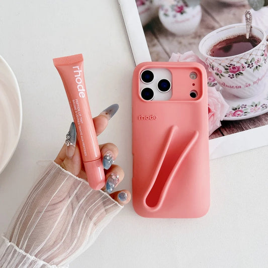 Soft Silicone iPhone Case with Lip Gloss Holder