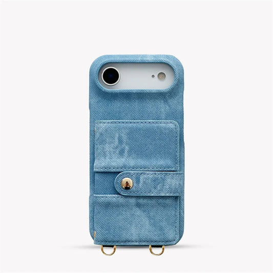 Shockproof Crossbody iPhone Case with Denim Texture