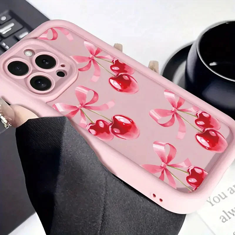 Funda de silicona para iPhone con estampado de cerezas a prueba de golpes