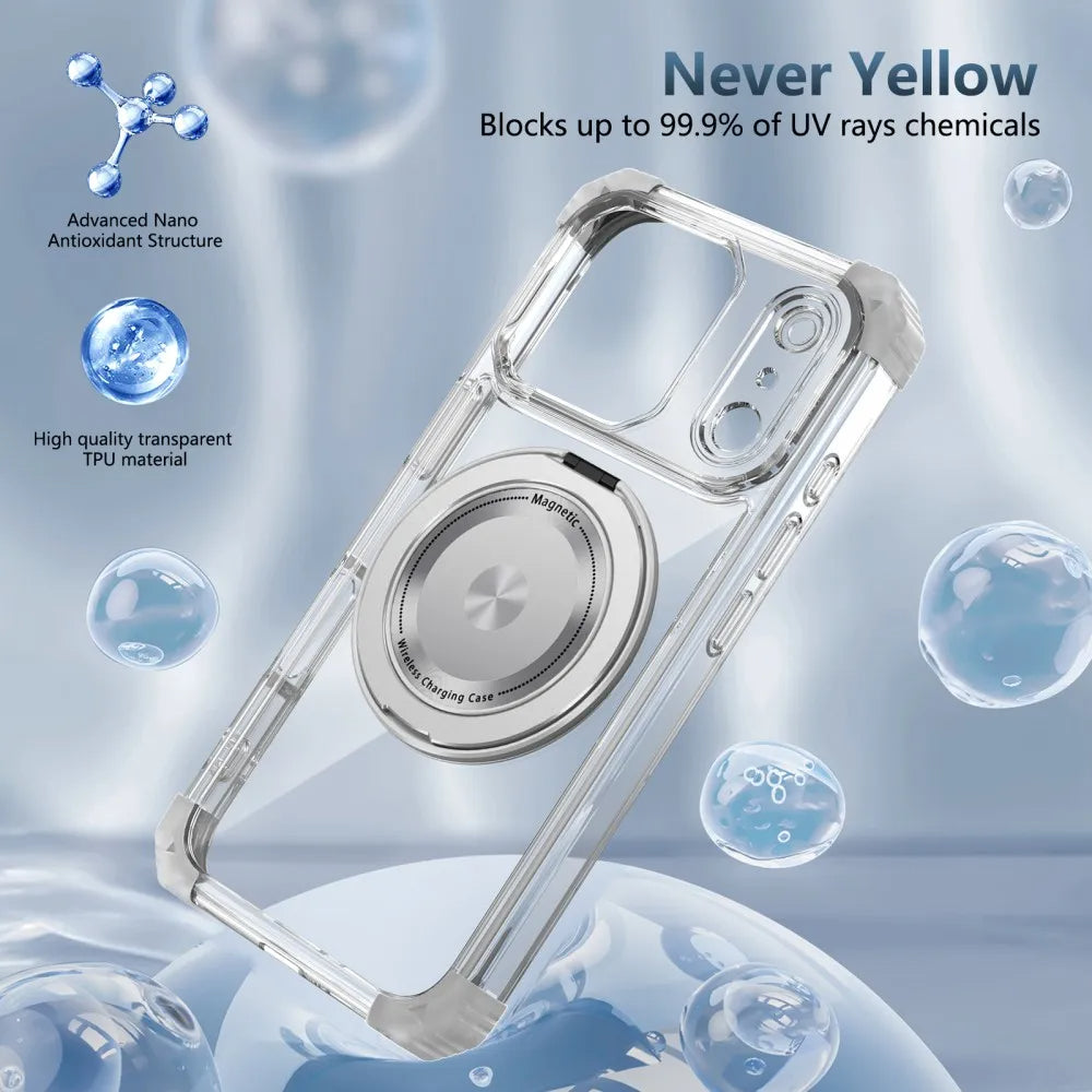 Magnetic Folding Stand Clear Armor iPhone Case
