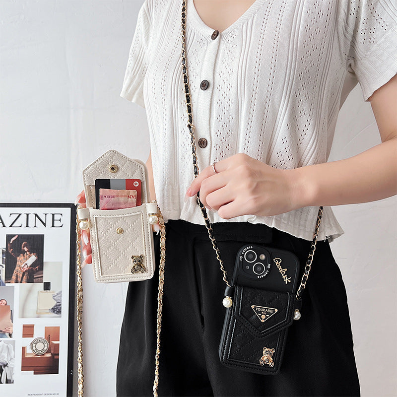 Bling Diamond Bear Crossbody iPhone Case with Strap