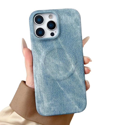 Elegant Denim Leather iPhone Case with MagSafe