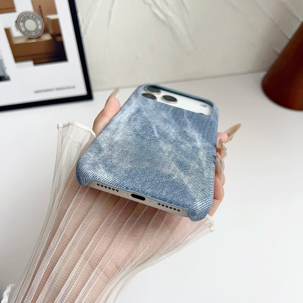 Elegant Denim Leather iPhone Case with MagSafe