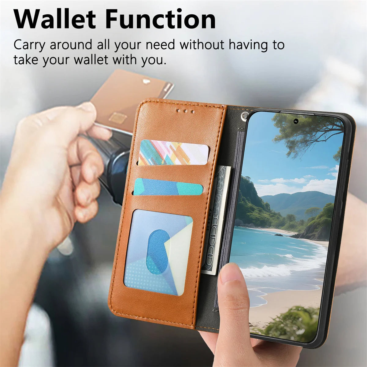 Vintage Leather Card Slot Flip Wallet iPhone Case