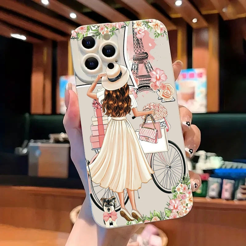 Aesthetic Flower Girl Matte Soft iPhone Case