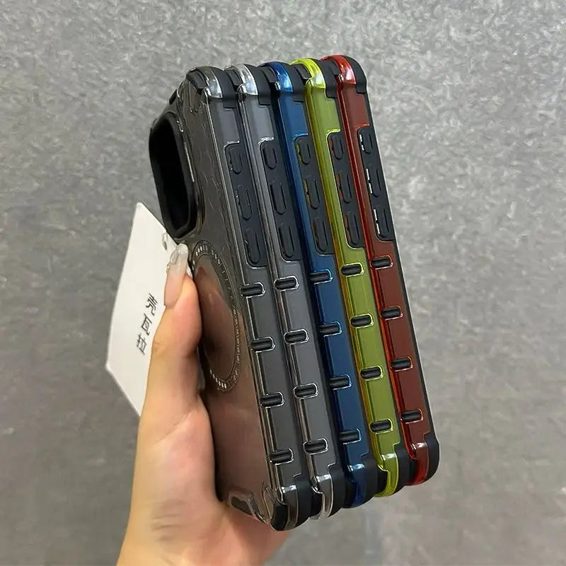Funda para iPhone con carga inalámbrica y ventilación tipo panal