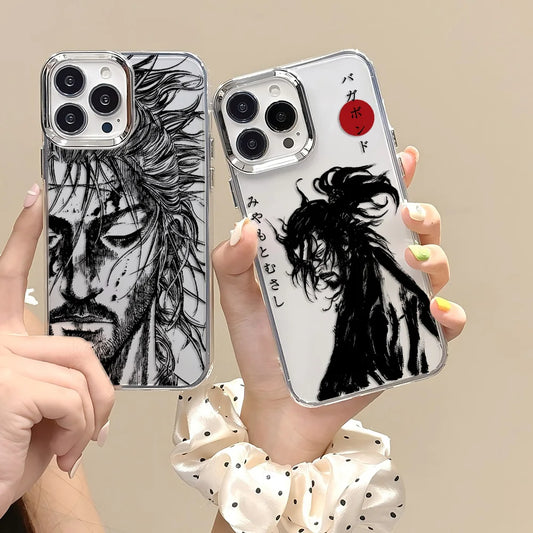 Vagabond-Inspired Clear iPhone Case with Samurai Artwork