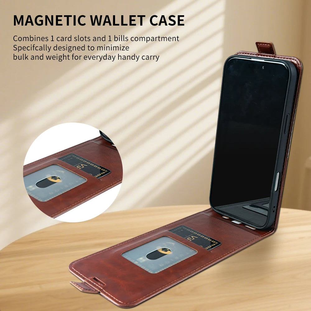 Full-Body Leather Flip iPhone Case with Card Slots