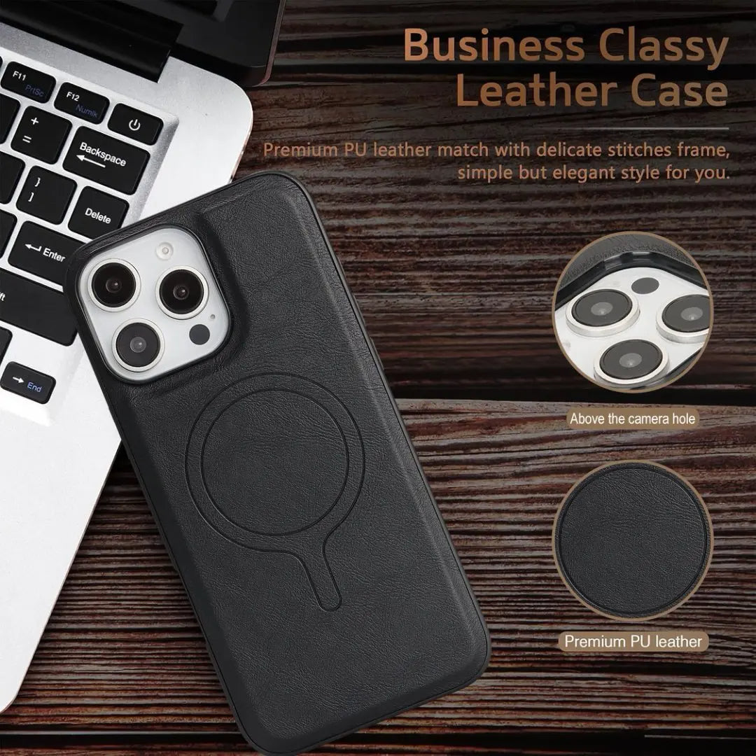 Elegant Magsafe Leather iPhone Shell with Protection