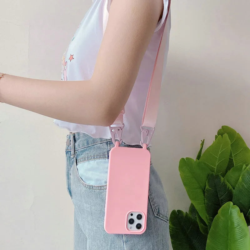 Crossbody Silicone iPhone Case with Lanyard Strap
