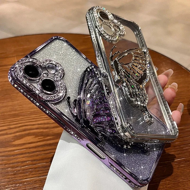 Sparkling Rhinestone 3D Butterfly Glitter iPhone Case