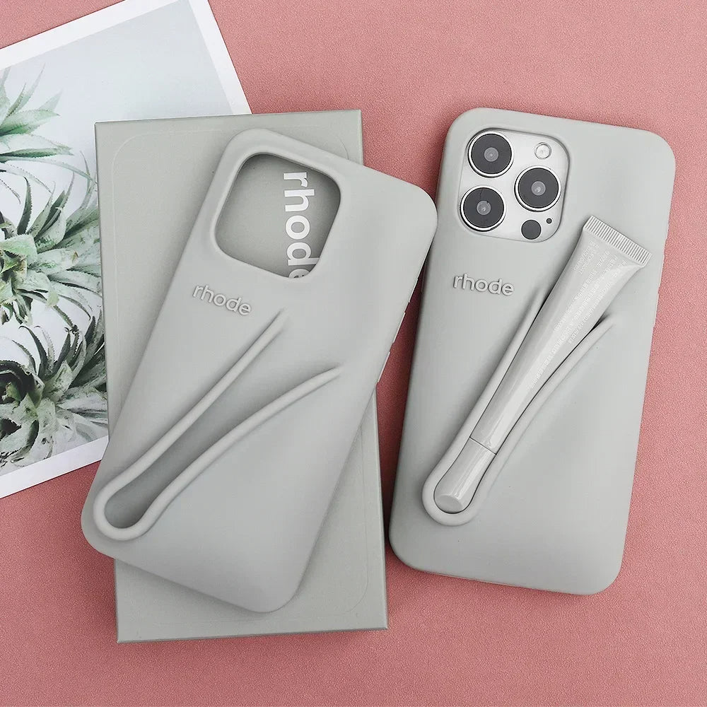 Soft Silicone iPhone Case with Lip Gloss Holder