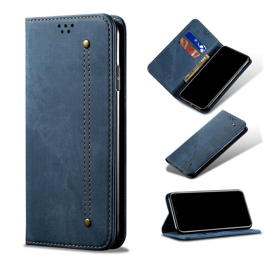 Denim Texture Leather iPhone Wallet Flip Case