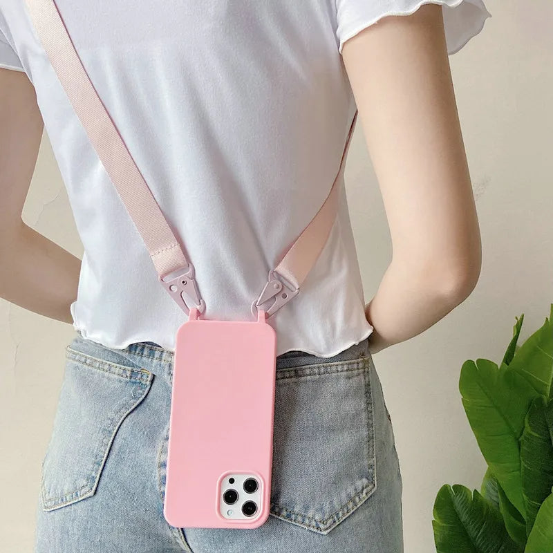 Crossbody Silicone iPhone Case with Lanyard Strap