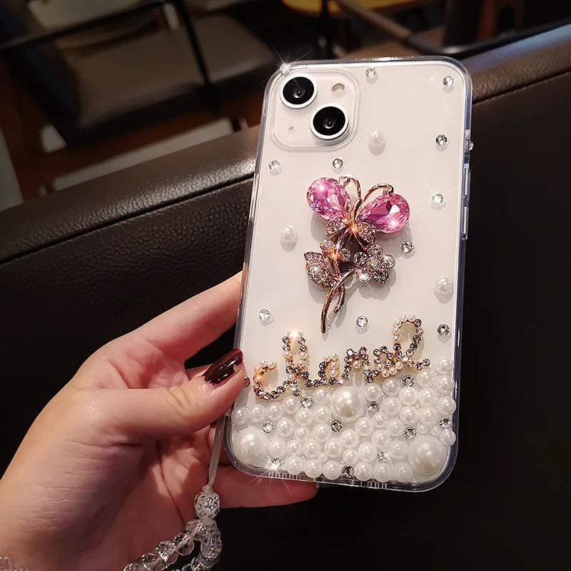 Fashion Sparkly Floral Diamond iPhone Soft Cover