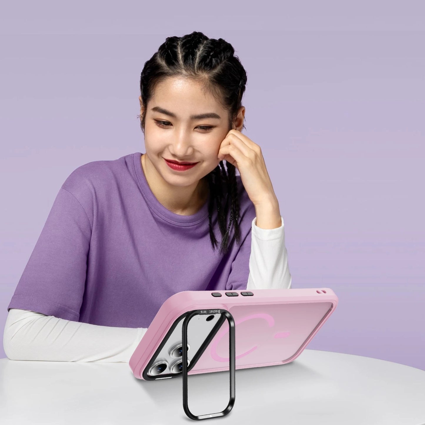 Funda acrílica MagSafe de grado militar para iPhone con soporte