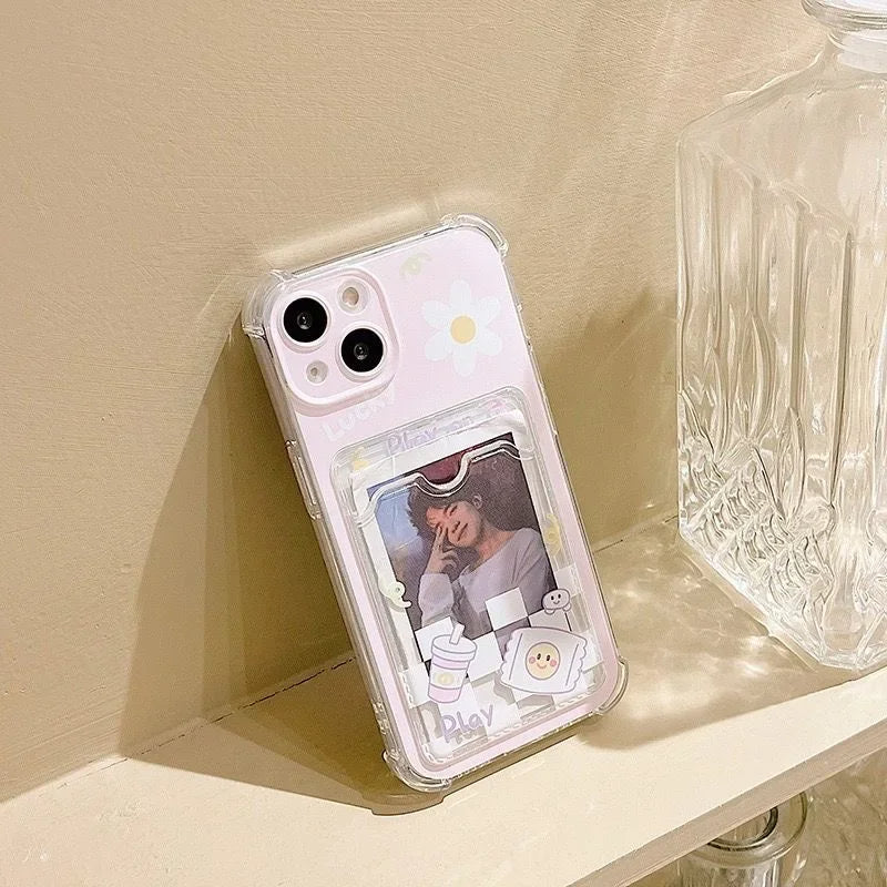 Soft TPU Aesthetic Floral iPhone Card Wallet Case