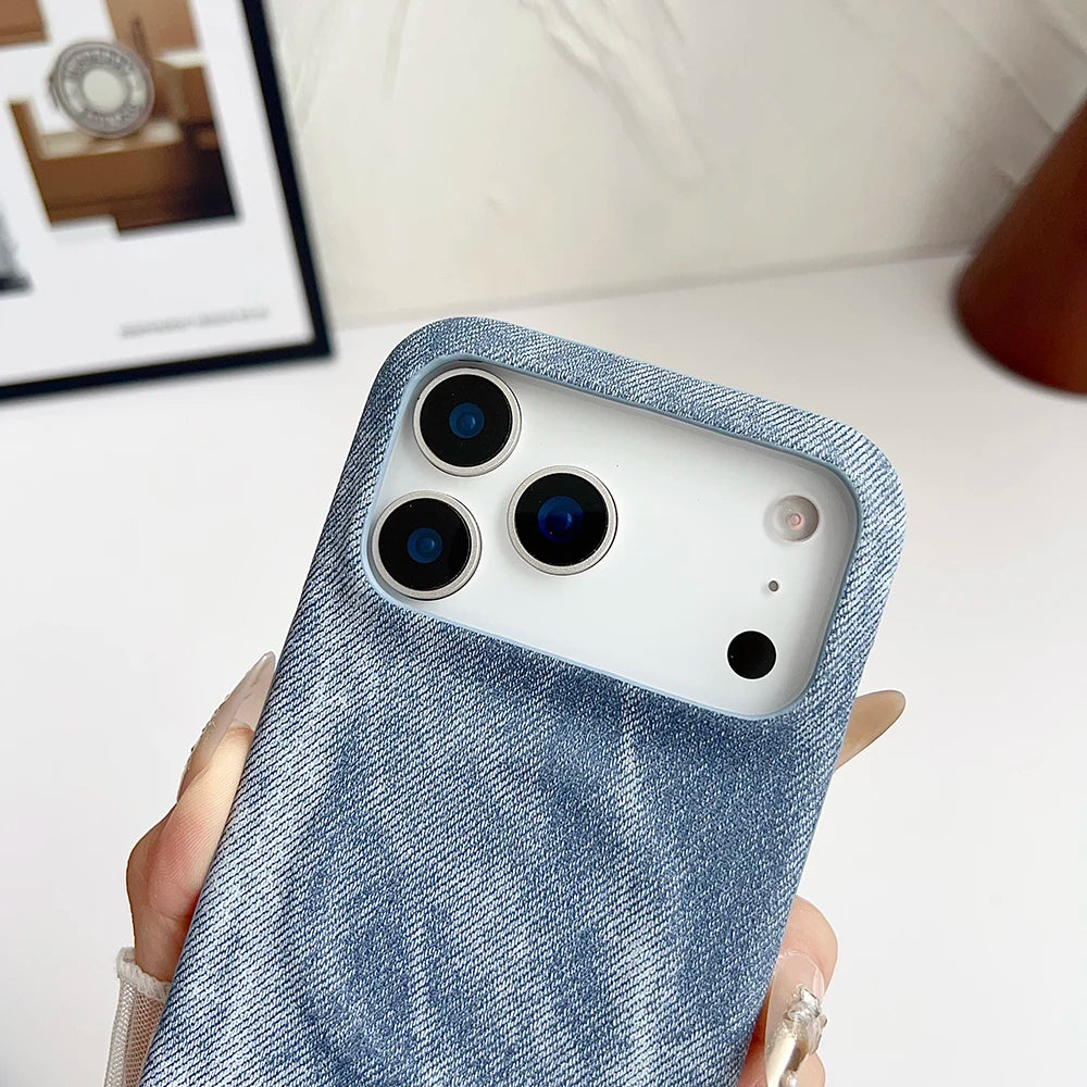 Elegant Denim Leather iPhone Case with MagSafe