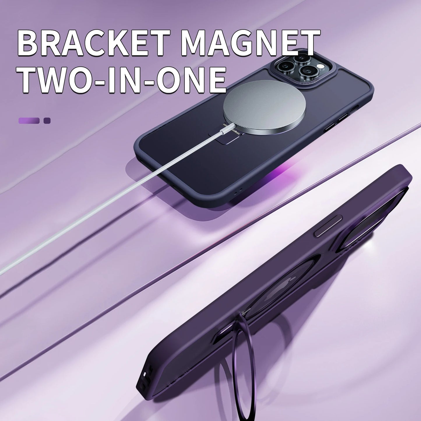 MagSafe iPhone Matte Case with Rotating Metal Stand