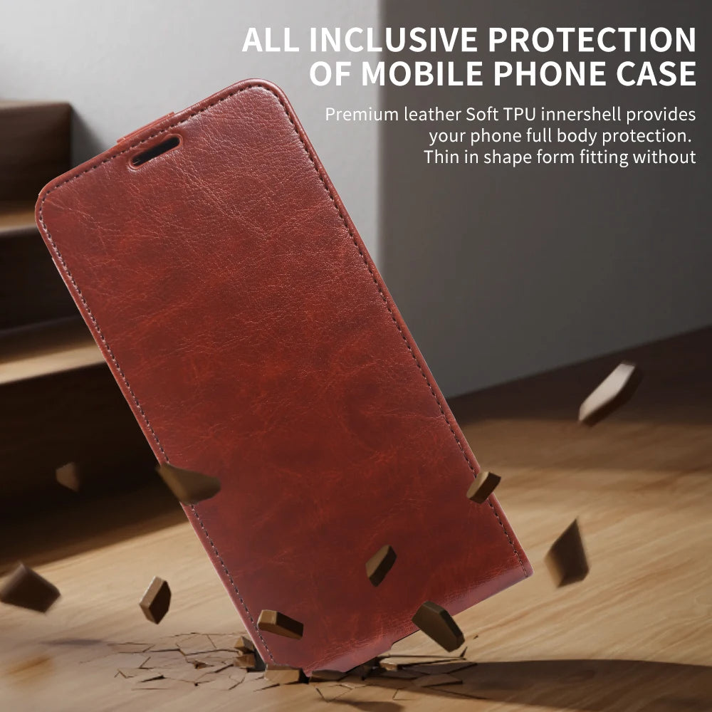 Full-Body Leather Flip iPhone Case with Card Slots