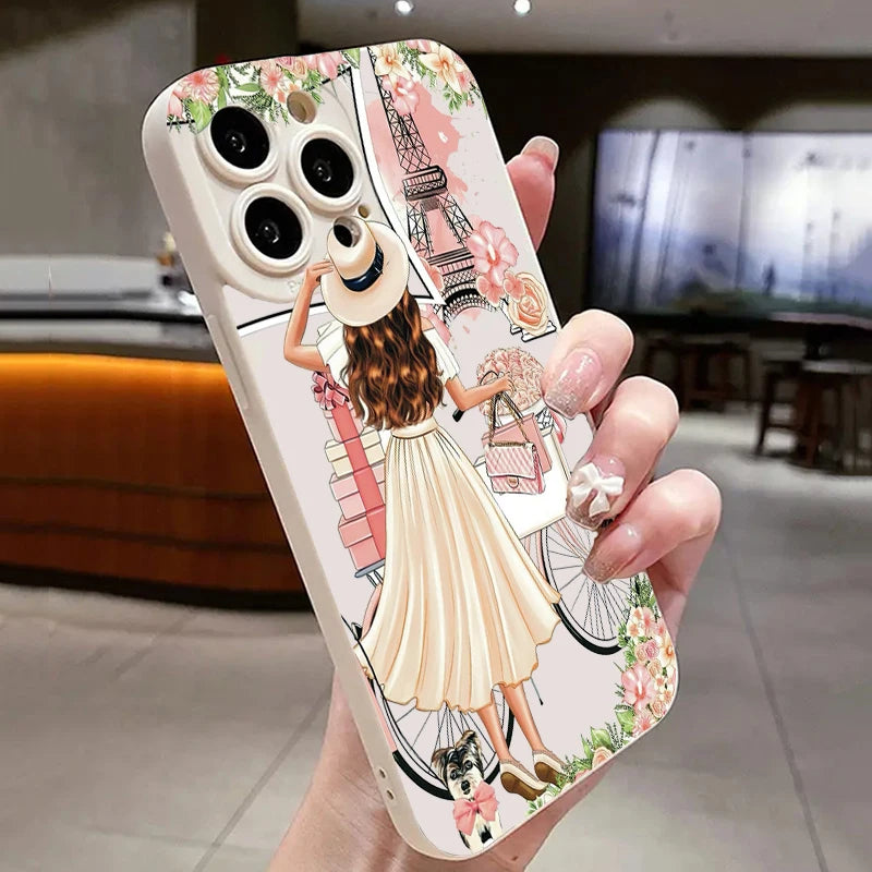 Aesthetic Flower Girl Matte Soft iPhone Case