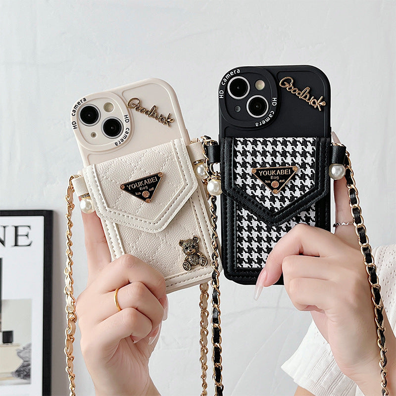 Bling Diamond Bear Crossbody iPhone Case with Strap