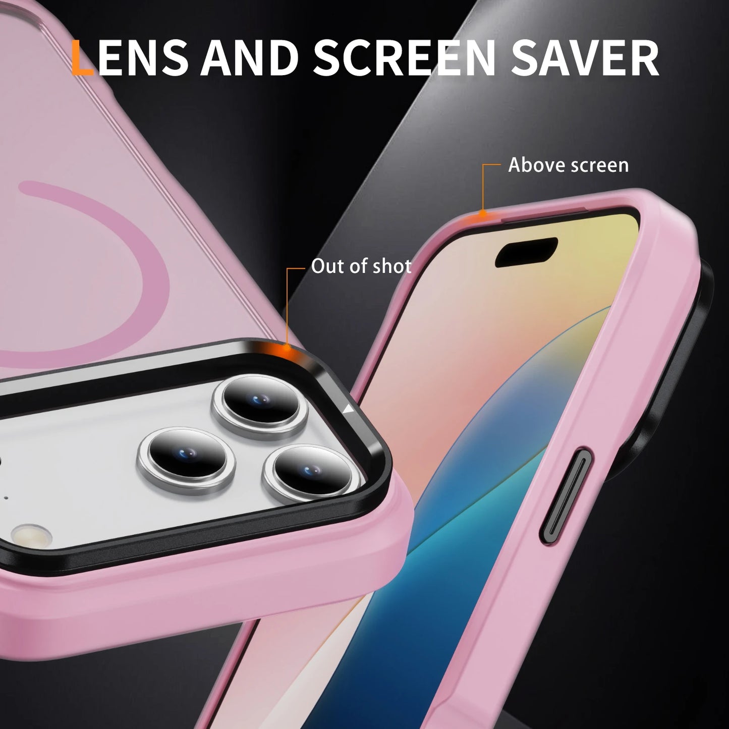 Funda acrílica MagSafe de grado militar para iPhone con soporte