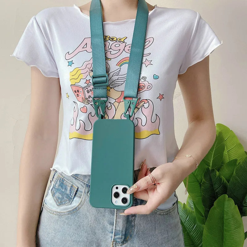 Crossbody Silicone iPhone Case with Lanyard Strap