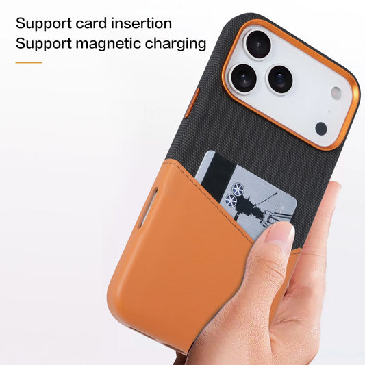 Business Leather Patchwork iPhone Case with Card Holder