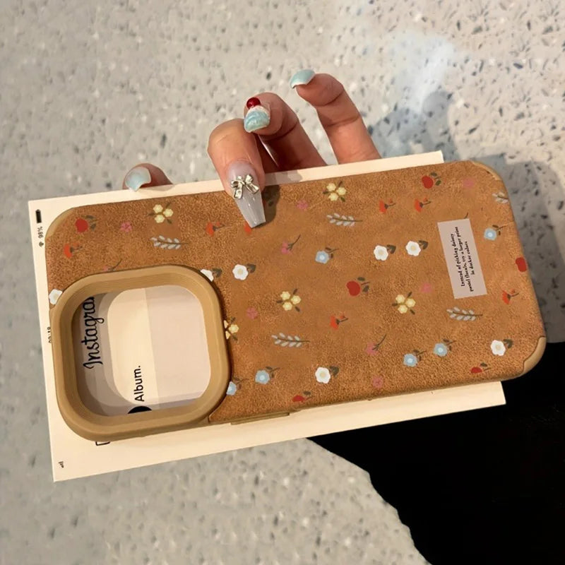Nature-Inspired Leather iPhone Case with Floral Pattern